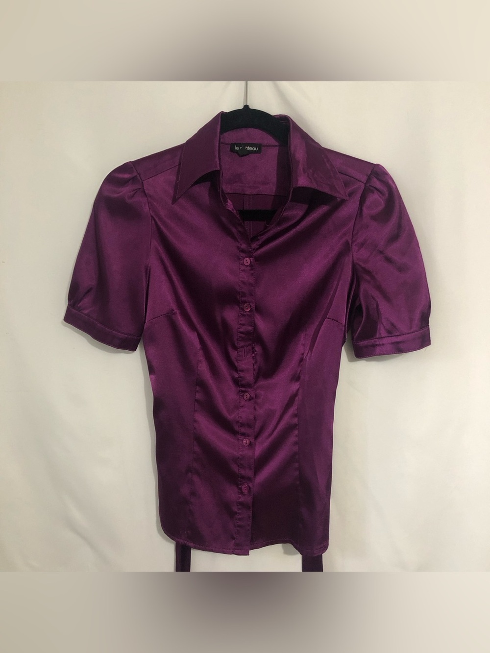 Womens Purple Satin Blouse. Size XS.